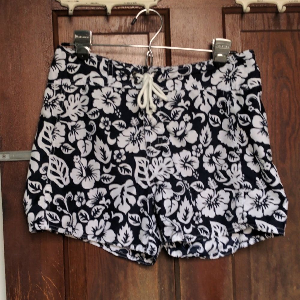 2 for $20 Sea Waves Nave Blue + White Floral Board Shorts Size 9